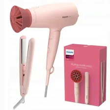 Набор для укладки волос Philips BHP398/00 (фен + выпрямитель), розовый